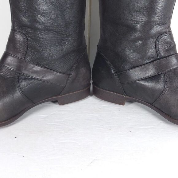 UGG Women's Frances US 7,5 Brown Leather Buckle Riding Moto Boots - Picture 6 of 15